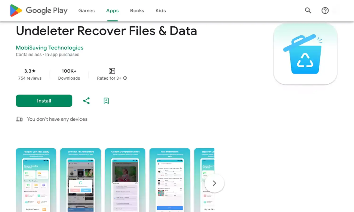تطبيق Undeleter Recover Files & Data